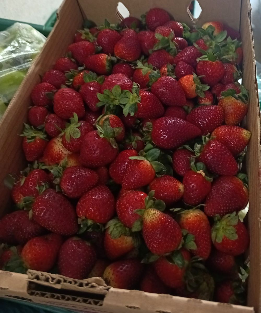 Caja de fresas frescas